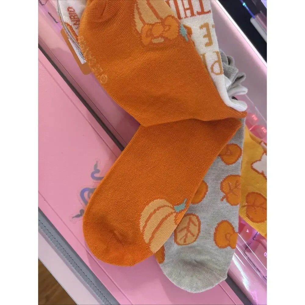 Hello Kitty Socks No Show Women’s Orange Fall Pumpkin Spice 2025 Sanrio 5 Pairs